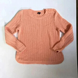 Talbots Lambswool Open Knit Crew Neck Sweater Peach sz M